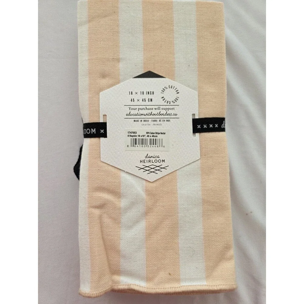 Danica Heirloom Stripe Cotton Napkins in a cheerful, sunny stripe pattern